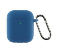 Чехол для Airpods 2 Ultrathin Silicon с карабином Lake Blue
