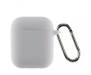 Чехол для Airpods 2 Ultrathin Silicon с карабином Light Grey