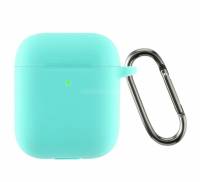 Чехол для Airpods 2 Ultrathin Silicon с карабином Mint Green