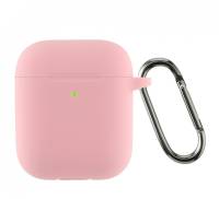 Чехол для Airpods 2 Ultrathin Silicon с карабином Pink