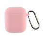 Чехол для Airpods 2 Ultrathin Silicon с карабином Pink