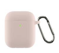 Чехол для Airpods 2 Ultrathin Silicon с карабином Pink Sand