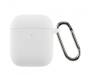 Чехол для Airpods 2 Ultrathin Silicon с карабином White