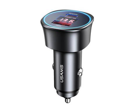 Автомобільний зарядний пристрій USAMS Dual Ports Digital Display Fast Car Charger US-CC146 C26