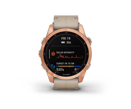 Смарт-часы Garmin Fenix 7S Sapphire Solar Rose Gold Titanium with Limestone Leather Band (010-02539-35)