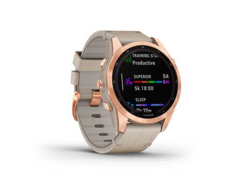 Смарт-часы Garmin Fenix 7S Sapphire Solar Rose Gold Titanium with Limestone Leather Band (010-02539-35)