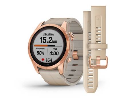 Смарт-часы Garmin Fenix 7S Sapphire Solar Rose Gold Titanium with Limestone Leather Band (010-02539-35)