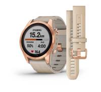 Смарт-часы Garmin Fenix 7S Sapphire Solar Rose Gold Titanium with Limestone Leather Band (010-02539-35)