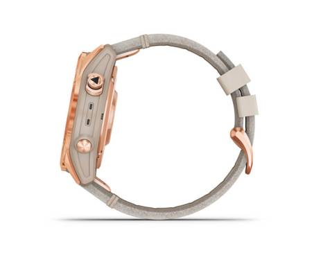 Смарт-часы Garmin Fenix 7S Sapphire Solar Rose Gold Titanium with Limestone Leather Band (010-02539-35)