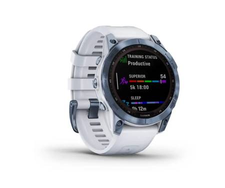 Смарт-годинник Garmin Fenix 7 Sapphire Solar Mineral Blue DLC Titanium with Whitestone Band (010-02540-24/25)