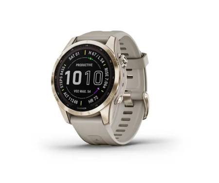 Смарт-часы Garmin Fenix 7S Sapphire Solar C. Gold Titanium w. Light Sand Band (010-02539-20/21)
