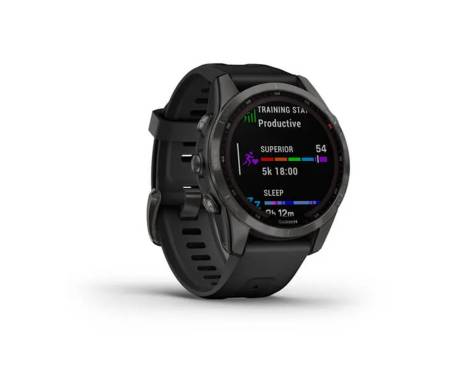 Смарт-часы Garmin Fenix 7S Sapphire Solar Carbon G. DLC Titanium w. Black Band (010-02539-24/25)