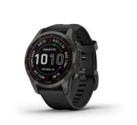 Смарт-часы Garmin Fenix 7S Sapphire Solar Carbon G. DLC Titanium w. Black Band (010-02539-24/25)