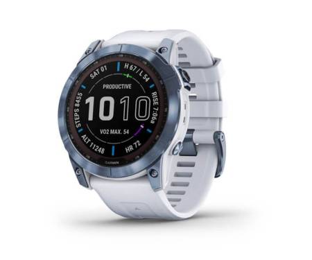 Смарт-часы Garmin Fenix 7X Sapphire Solar M. Blue DLC Titanium w. Whitestone Band (010-02541-14/15)