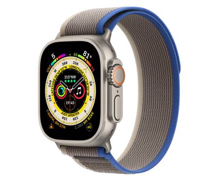 Apple Watch Ultra GPS + Cellular 49mm Titanium Case with Blue/Gray Trail Loop - S/M (MNHE3/MNHL3) 1