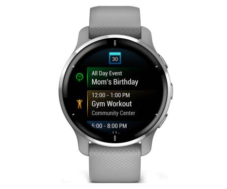 Смарт-часы Garmin Venu 2 Plus Silver S. Steel Bezel w. Powder G. Case and S. Band (010-02496-00/10)