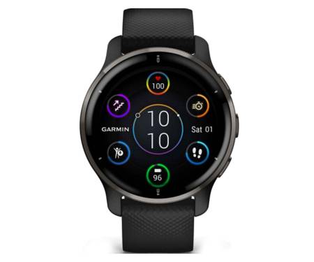 Смарт-часы Garmin Venu 2 Plus Slate Stainless Steel Bezel with Black Case and Silicone Band (010-02496-01/11)