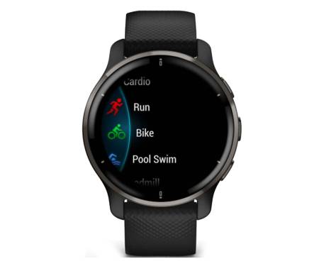 Смарт-часы Garmin Venu 2 Plus Slate Stainless Steel Bezel with Black Case and Silicone Band (010-02496-01/11)