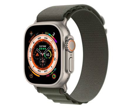 Apple Watch Ultra GPS + Cellular 49mm Titanium Case with Green Alpine Loop - Large (MQEX3/MQFP3) 1