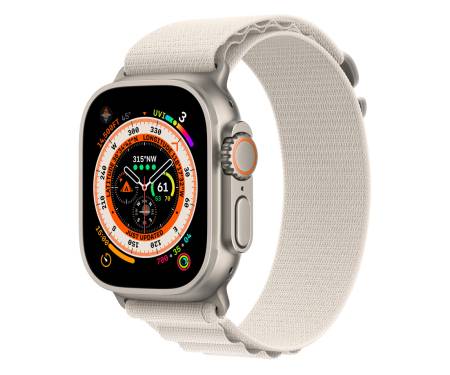 Apple Watch Ultra GPS + Cellular 49mm Titanium Case with Starlight Alpine Loop - Small (MQEY3/MQFQ3) 1