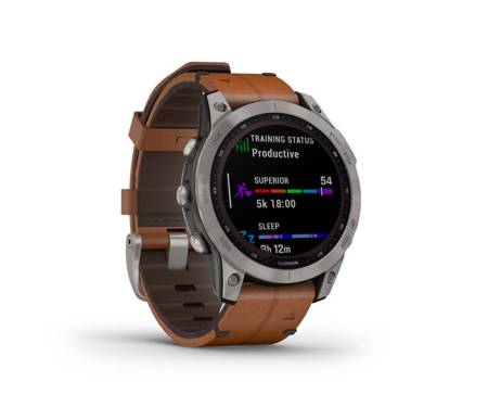 Смарт-часы Garmin Fenix 7 Sapphire Solar Titanium with Chestnut Leather Band (010-02540-31) 1
