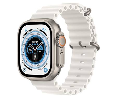 Apple Watch Ultra GPS + Cellular 49mm Titanium Case with White Ocean Band (MNH83LL/A) 1