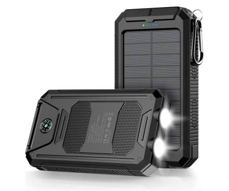 Power Bank Mregb Solar Charger 36800mAh 18W Built-in Powerful Flashlight IPX7 Black (YD-886) 1