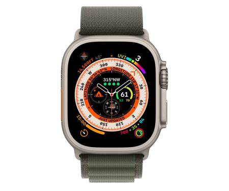 Apple Watch Ultra GPS + Cellular 49mm Titanium Case with Green Alpine Loop - Small (MNHC3/MNHJ3) 2