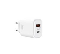 Мережевий зарядний пристрій XO L90A EU PD20W+QC18W Fast charging with light White (L90A)