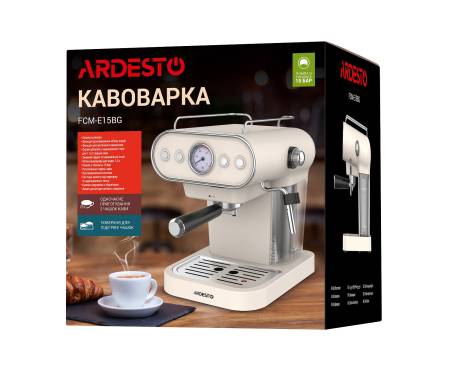 ARDESTO Кофеварка FCM-E15BG - 1050 Вт/рожковая/ резервуар 1.2 л./бежевый+металл