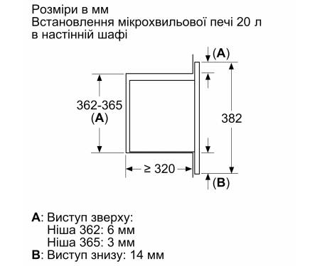 Bosch Вбудовувана мікрохвильова піч BFL623MV3 - 20л./800Ватт/дисплей/чорний