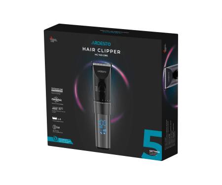 ARDESTO Машинка для стрижки HC-Y40-DBS/3.7Вт/черный+металл/дисплей