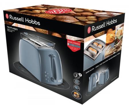 Russell Hobbs Тостер 21644-56 Textures Grey, 850 Вт, 2 слота, 6 настроек степени поджарки, серый