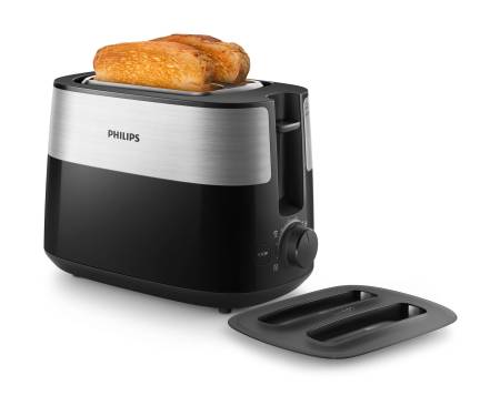 Philips Тостер Daily Collection, 830Вт, пластик, крышка от пыли, черный