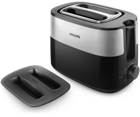 Philips Тостер Daily Collection, 830Вт, пластик, крышка от пыли, черный