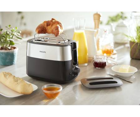 Philips Тостер Daily Collection, 830Вт, пластик, крышка от пыли, черный