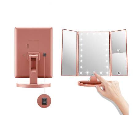 Зеркало для макияжа WEILY Makeup Mirror with 21 LED Lights Rose Gold 2