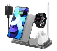 Бездротова зарядна станція 4 в 1 Wireless Charging Station (Grey)