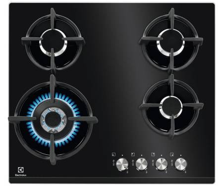 Electrolux Варочная поверхность газ на стекле, 60см, чугун, черный