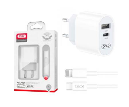 Сетевое зарядное устройство XO L97 A+C dual port Home charger with Lightning cable (NB177) White