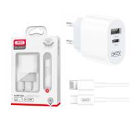Мережевий зарядний пристрій XO L97 A+C dual port Home charger with Lightning cable (NB177) White