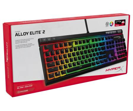 HyperX Клавиатура игровая Alloy Elite 2.0 Red USB RGB RU, Black