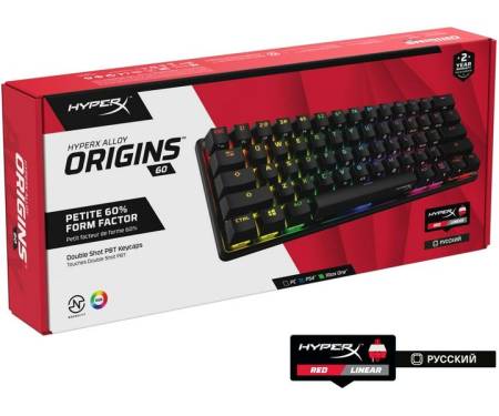 HyperX Клавиатура Alloy Origins 60 Red USB RGB ENG/RU Black