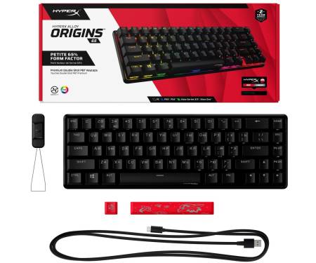 HyperX Клавиатура Alloy Origins 65 Red USB RGB ENG/RU, Black