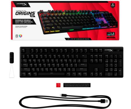 HyperX Клавиатура Alloy Origins Aqua USB RGB PBT ENG/RU, Black