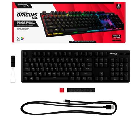 HyperX Клавиатура Alloy Origins Red USB RGB PBT ENG/RU, Black