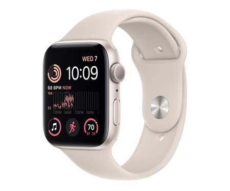 Apple Watch SE 2 GPS 44mm Starlight Aluminum Case w. Starlight Sport Band - S/M (MNTD3) 1