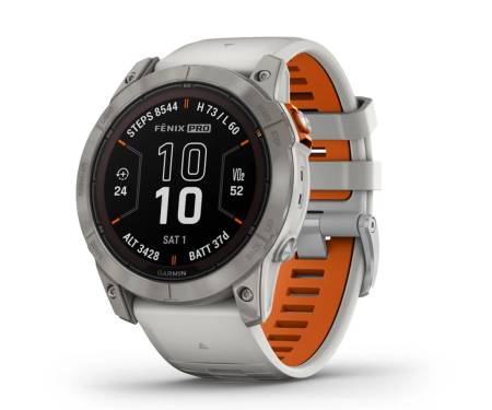 Смарт-годинник Garmin Fenix 7X Pro Sapphire Solar Titanium w. Fog Gray/Ember O. Band (010-02778-14/15)