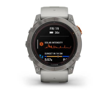Смарт-годинник Garmin Fenix 7X Pro Sapphire Solar Titanium w. Fog Gray/Ember O. Band (010-02778-14/15)