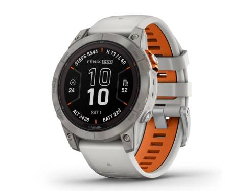 Смарт-часы Garmin Fenix 7 Pro Sapphire Solar Titanium w. Fog Gray/Ember O. Band (010-02777-20/21)